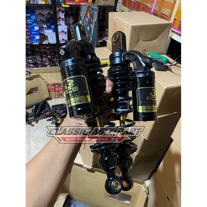 SHOCK BREAKER TABUNG RCB HITAM AS GOLD COPY YS-3676 UNIVERSAL 320MM RX KING CB GL TIGER AEROX NMAX O
