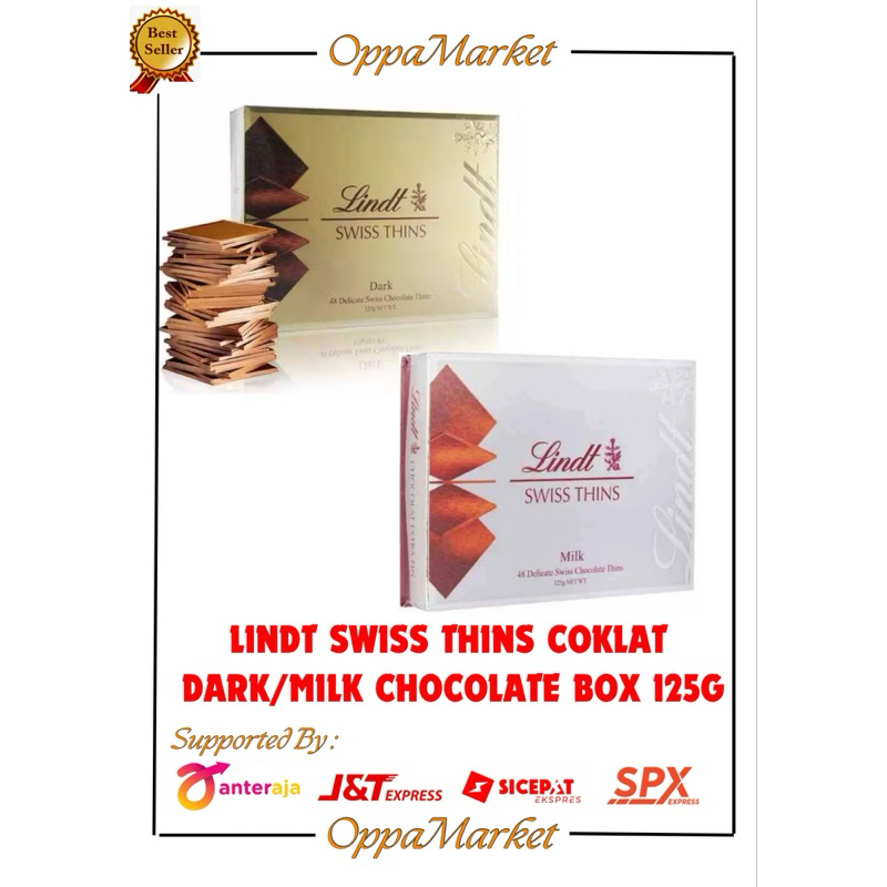 

LINDT THINS COKLAT SWISS ISI 48 DELICATE MILK/DARK CHOCOLATE BOX 125GR