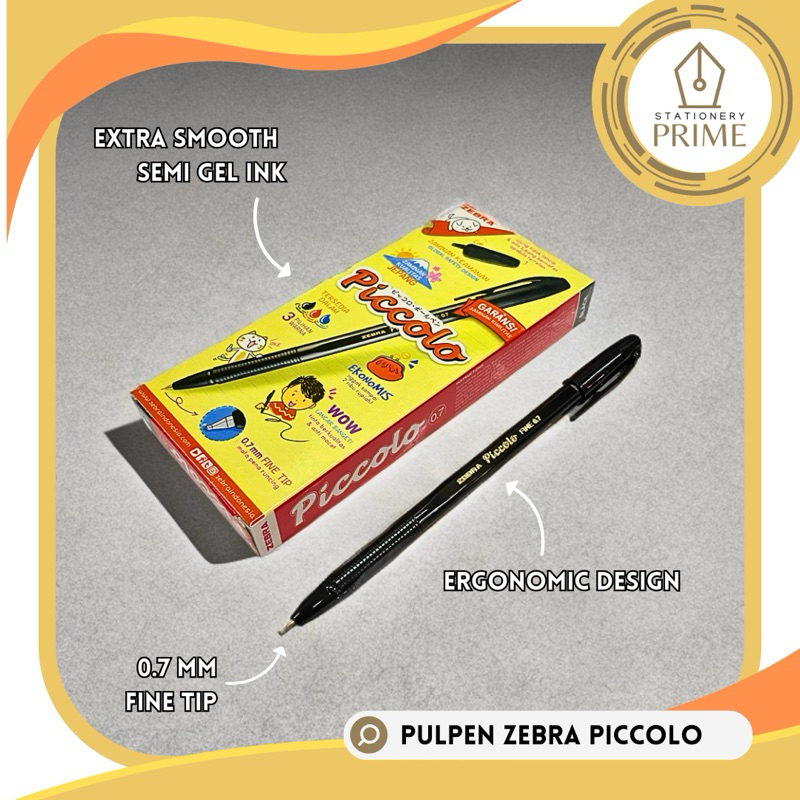 

Pulpen Zebra PICCOLO Semi Gel Ink 0.7 mm Fine Tip Hitam Biru Merah (Isi 12 Pcs) Japan Quality