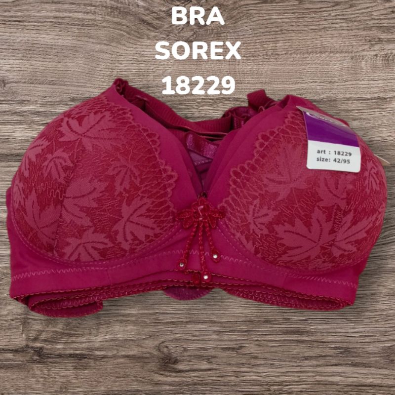 BRA SOREX Wanita 18229 BH Tanpa kawat busa motif renda brokat sedang Kait 3 CUP C