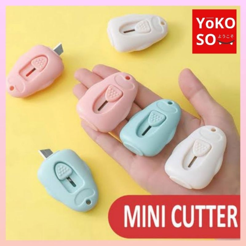 

YOKOSO S133 Cutter Mini Pisau Lucu Warna Warni Dolphin Cat Pinguin Awan Kucing Gagang Plastik Color Anak