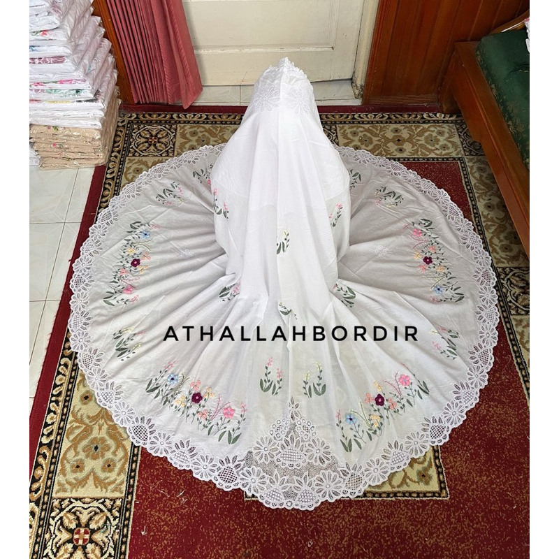 mukena kerancang sulam katun paris