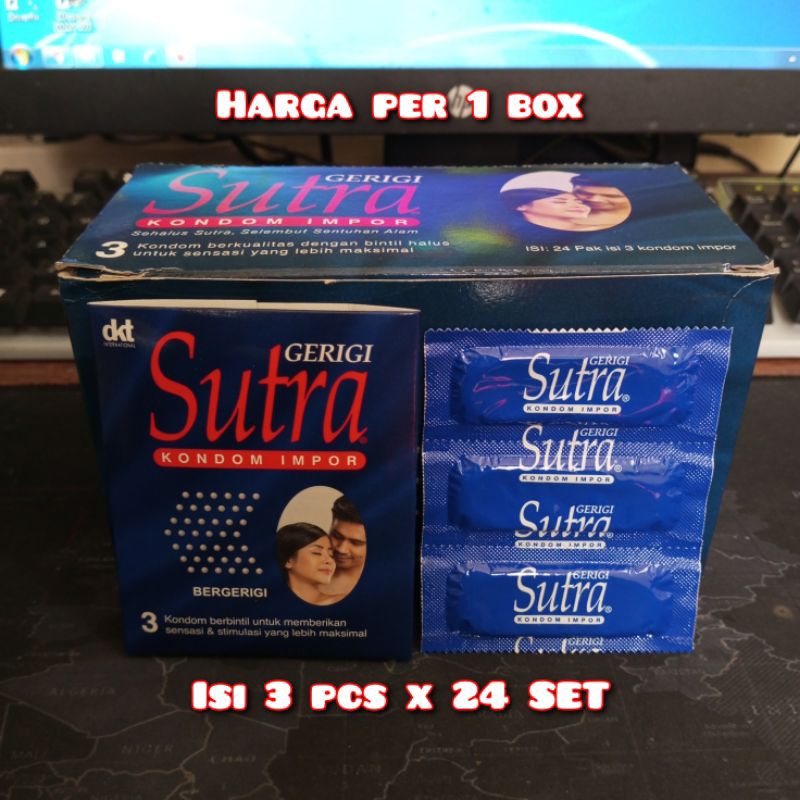 Kondom Sutra Gerigi isi 3 x 24 SET / Sutra Kondom Gerigi Biru Per BOX 24 SET