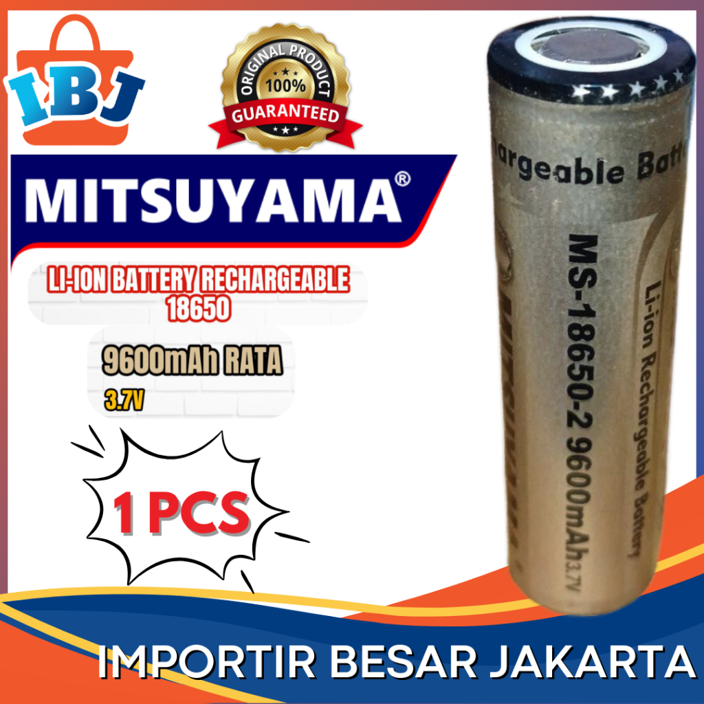 BATERAI 18650 MITSUYAMA 3.7v 9600mAh FLAT TOP Original 18650 Battery Baterai Vapee Batre 18650 Origi