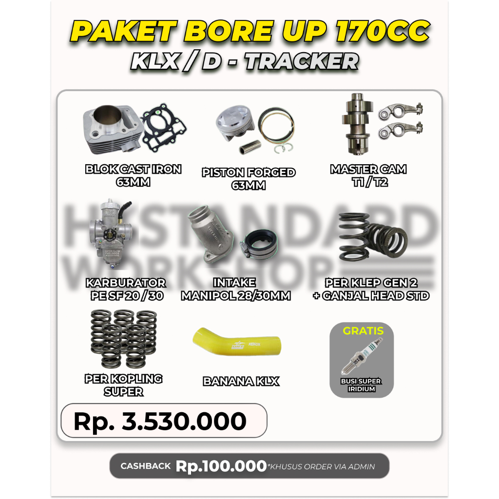 Paket Bore up 4 170cc Piston 63 KLX 150 D-TRACKER Spek Harian Touring Trabas