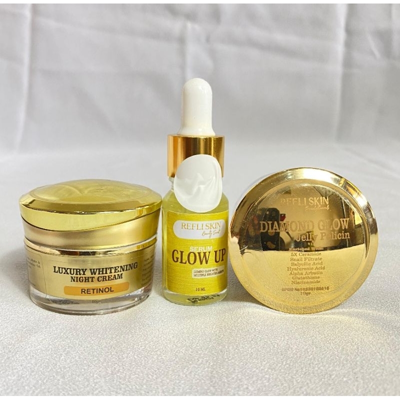 Refliskin Kemasan Lama Night luxury + Diamond jelly + Serum Glowup