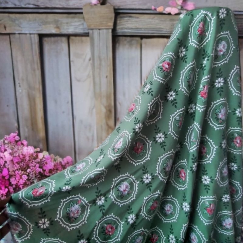 bahan kain katun rayon motif bunga /kain rayon viscose premium