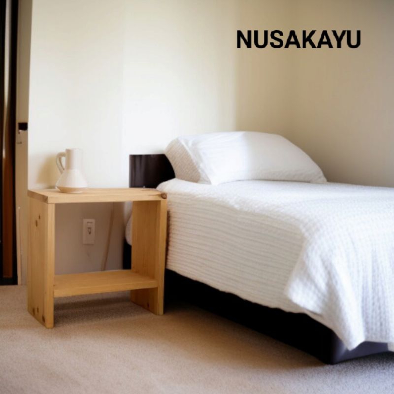 Meja nakas kayu estetik kotak NUSAKAYU