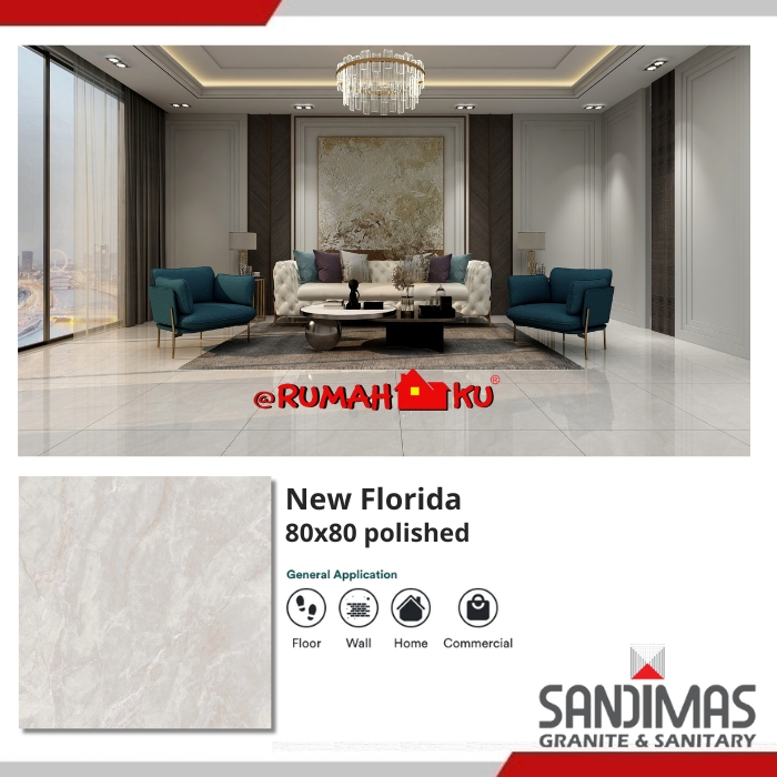 SANDIMAS LANTAI GRANIT NEW FLORIDA 80X80 1dus isi 3pcs =1,92m2 polished