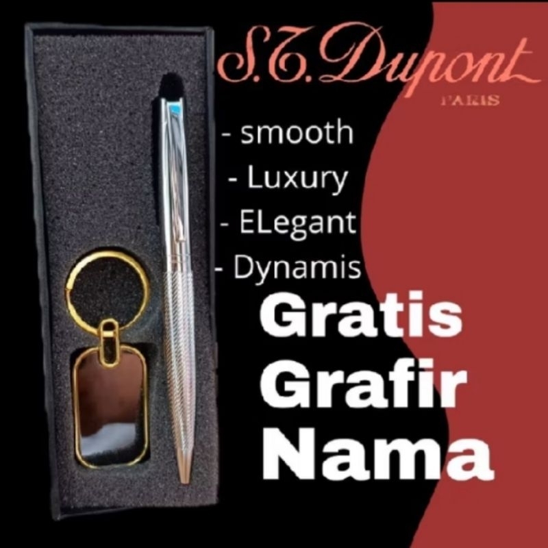 

Giftset Pen Exlusive Pulpen & Key Chain St Dupont Gratis Grafir Nama/Logo