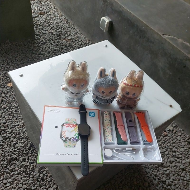 ( FULLSET EXTRA 8 WATCH STRAP ) PRO T9 WATCH - MACAROON SMART WATCH SERIES HIWATCH PRO - WIRELESS CH