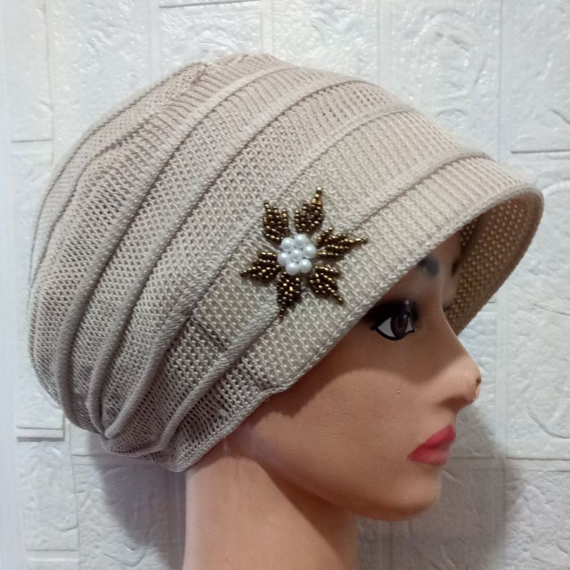 kerpus rajut/kerpus turban/kerpus nenek payet matahari kekinian