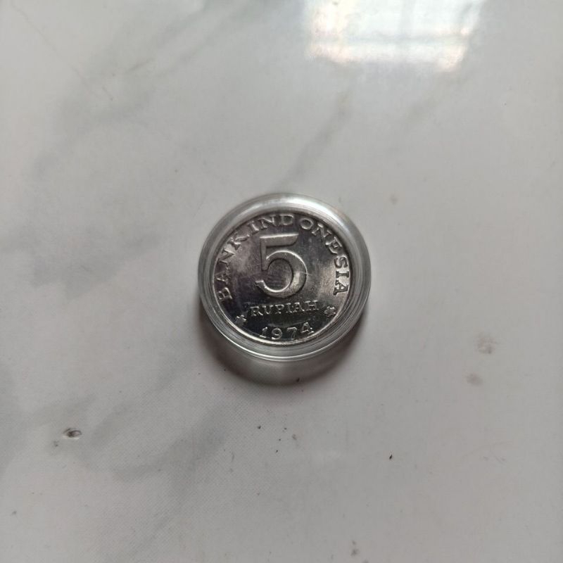 Koleksi koin 5 rupiah tahun 1974
