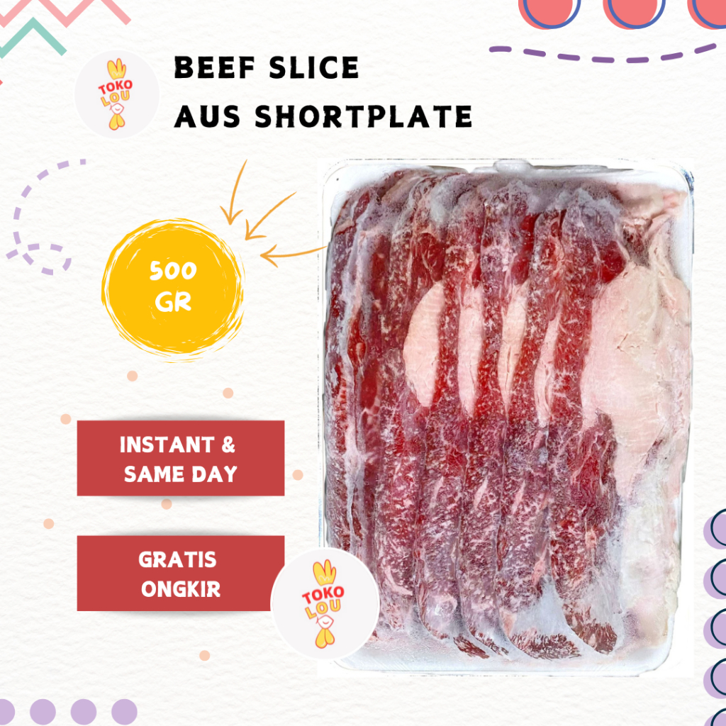 

BEEF SLICE AUS SHORTPLATE 500 GRAM | DAGING SAPI IRIS YOSHINOYA BBQ
