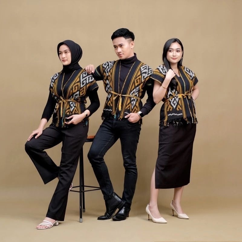 Kain_Usang | Outer Tenun Etnik All Size - Amanda Vest Unisex Motif Tenun Etnik Batik Kain Tenun Song