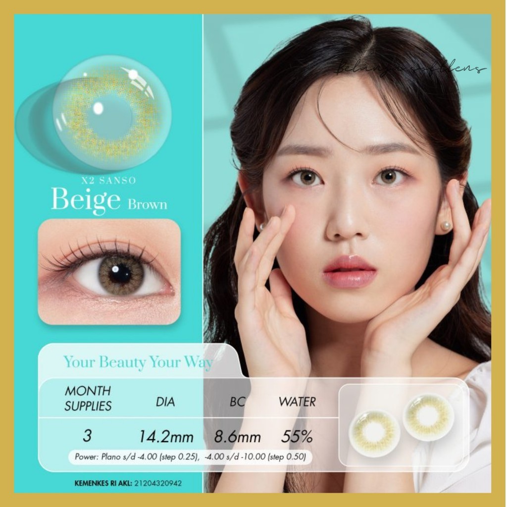New X2 Sanso Softlens - Beige Brown Normal s/d -10.00