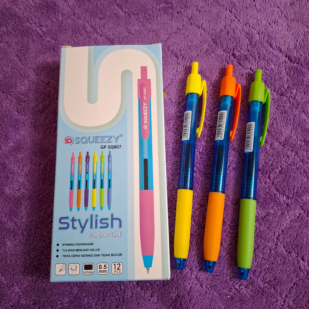 

(1PACK=12PCS)Pulpen Gel Tekan Warna | Gel Pen Click Colour SQ 0.5mm SQ807