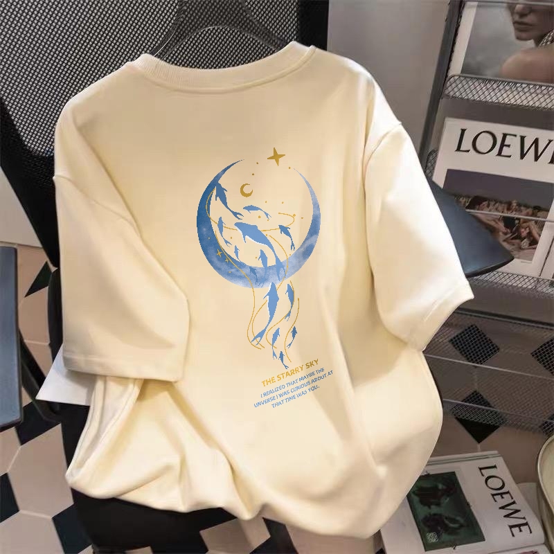KOIKOO. 100% Cotton Baju Wanita Cream Kaos Wanita Korean Style Oversize Tshirt Lengan Pendek Baju At