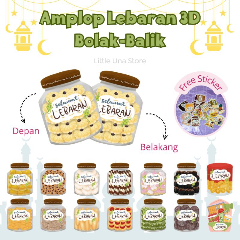 

Amplop Lebaran 3D Bolak-Balik Motif Hampers dan Toples Kue Lebaran Glossy
