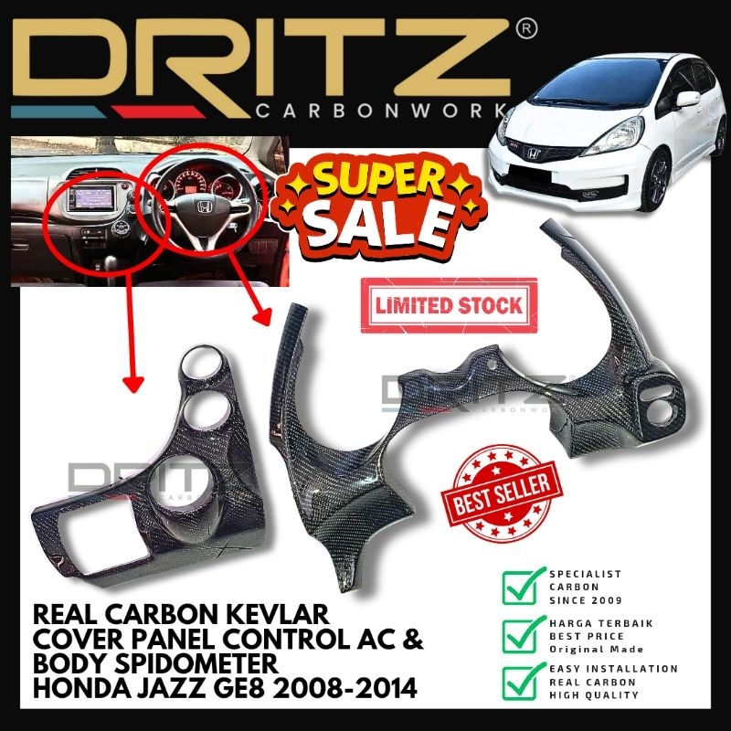 Cover Carbon Panel Body Spido Control AC Honda Jazz GE8 karbon interior