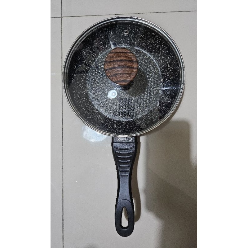 [SET ISI 2] Cypruz Fry Pan Induksi Marble ANTI LENGKET 20cm + Tutup Kaca Lid 20cm