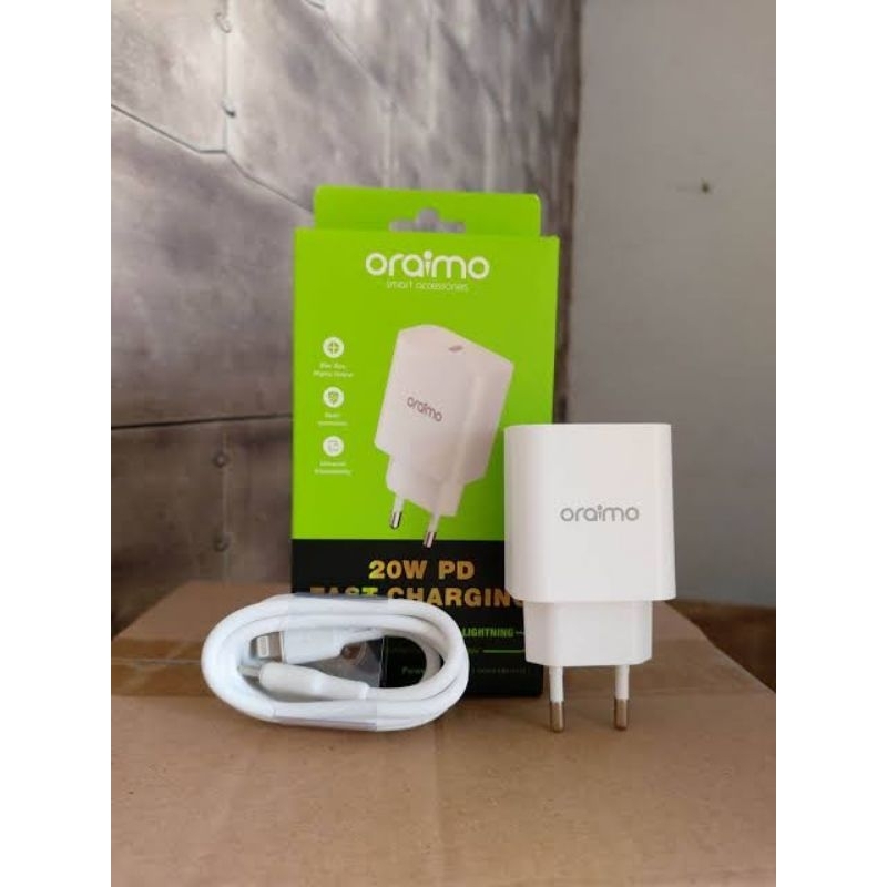charger iPhone C to lightning oraimo 1 set dengan adaptor