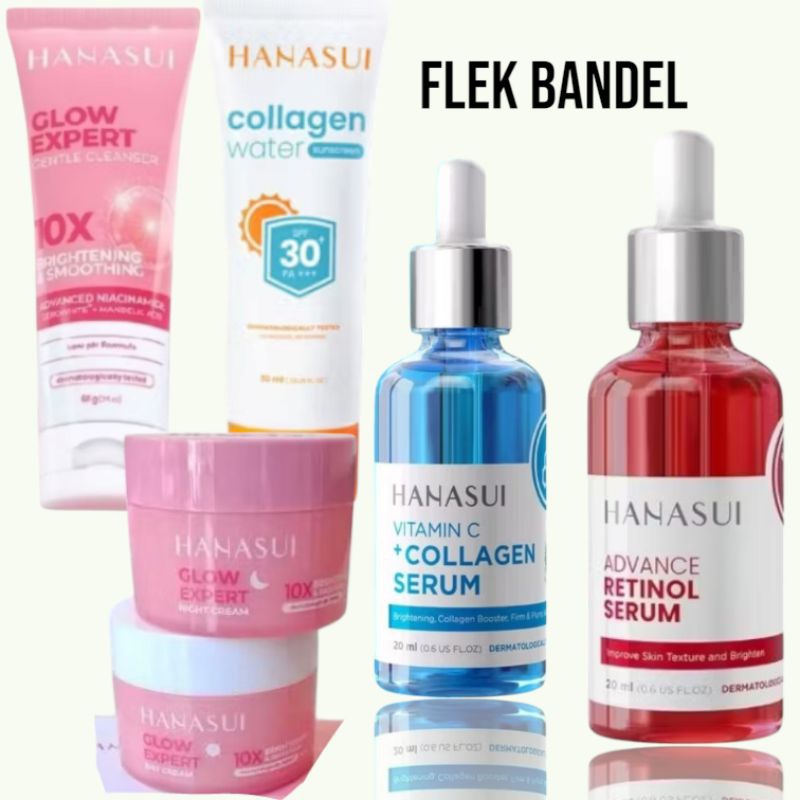 Hanasui Paket Skincare Basic Pemula Set Mencerahkan Flek Hitam Kusam Susah Putih