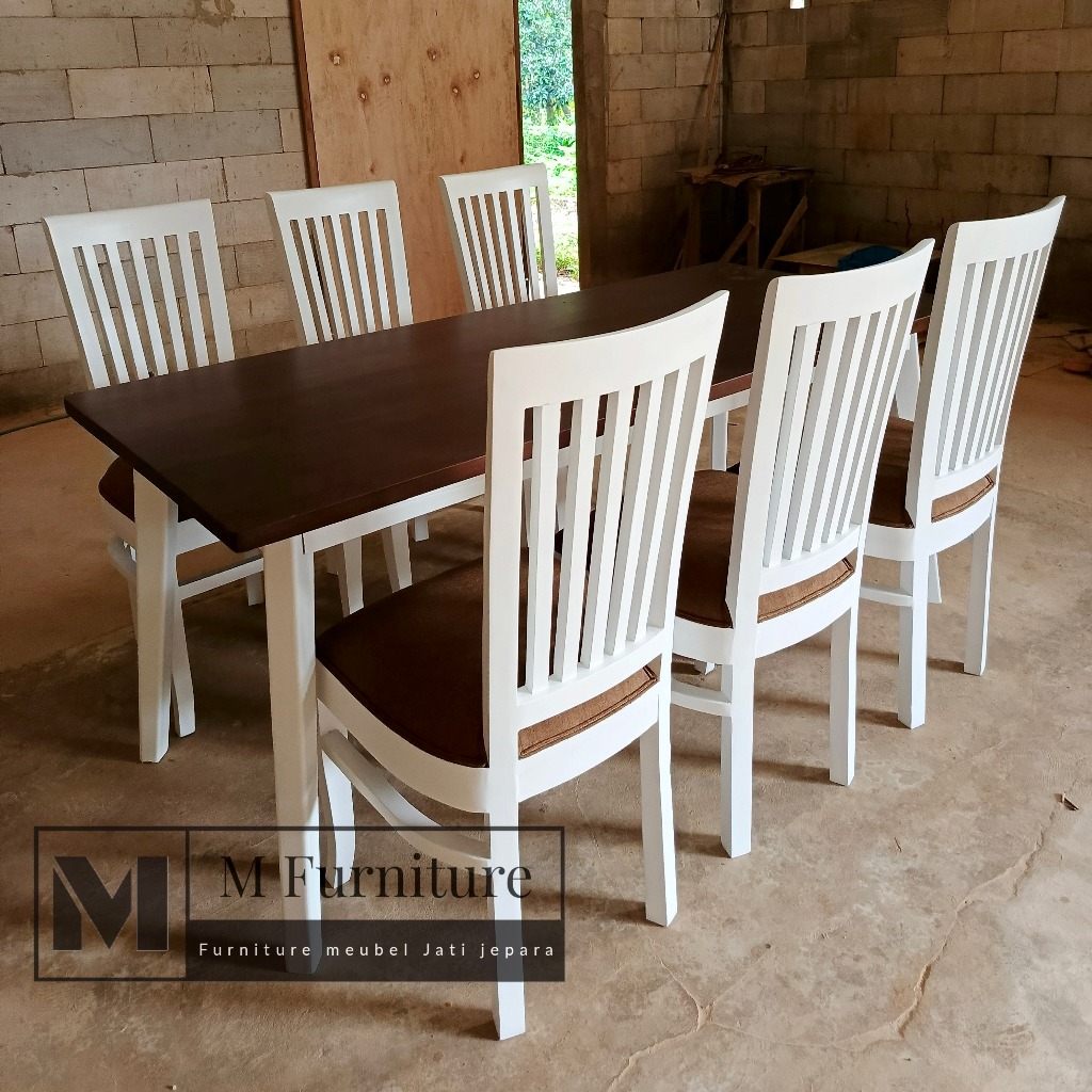 MEJA MAKAN JATI TUA DUCO PUTIH