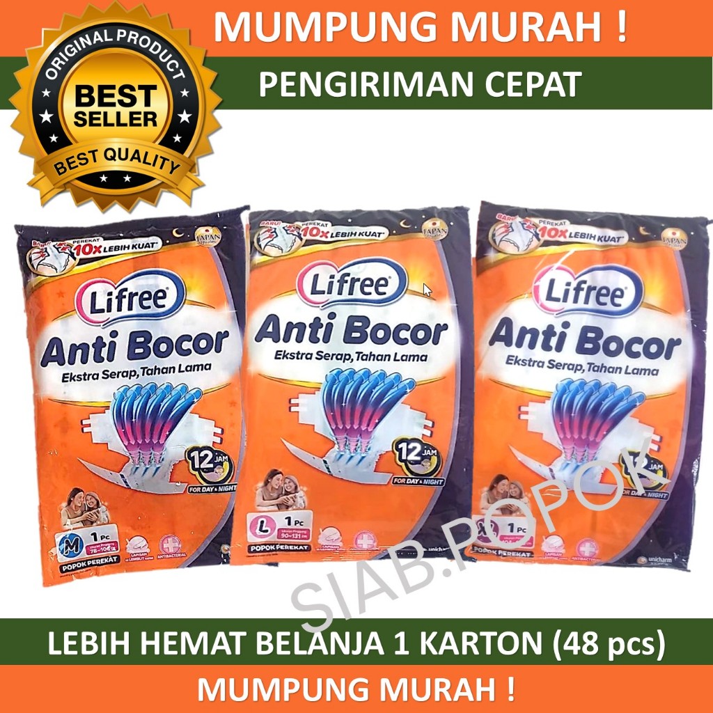 Lifree Popok Perekat Dewasa Satuan ukuran M L XL Sachet Renceng