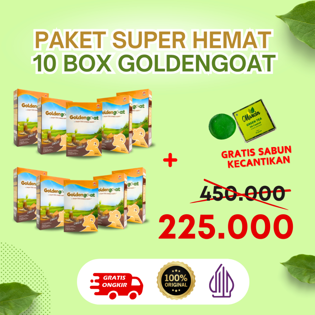 

10 BOX GOLDENGOAT SUSU KAMBING ETAWA BUBUK ORIGINAL MURAH ATASI NYERI SENDI LUTUT TULANG ASAM URAT SESAK NAFAS ASMA