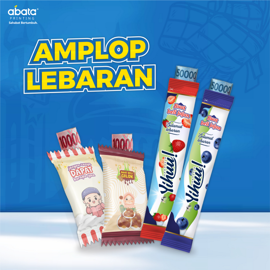 

Amplop Lebaran Idul Fitri Model permen jajan 3D unik lucu isi 12 siap pakai