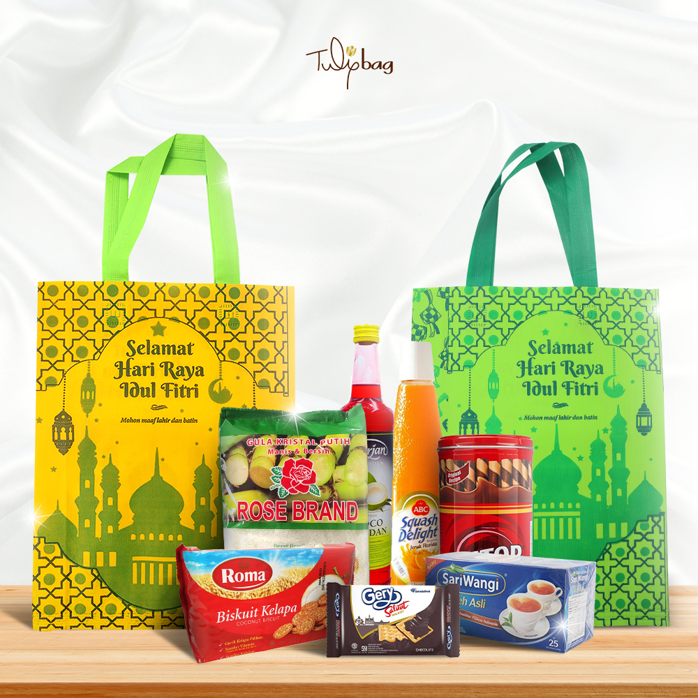 

Tulip - Tas Spunbond Idul fitri / Goodie bag Hampers Lebaran / Tas Sembako Idul fitri 75 gsm