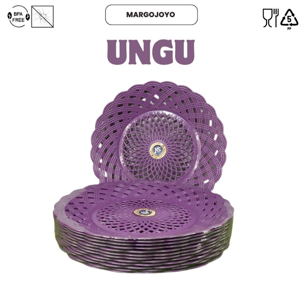 PIRING ROTAN PLASTIK 12 PCS (1 LUSIN) BPA FREE WARNA UNGU