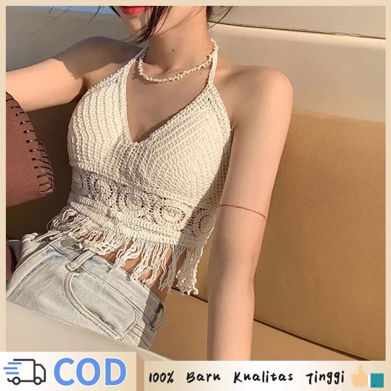 Tank Top Wanita Crochet Rajut Crochet Bralette Rajut Tangtop Tank Top Rajut Wanita Korean Summer Ves
