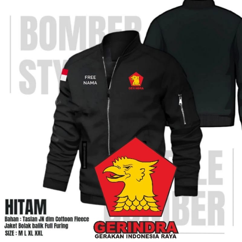 JAKET PARTAI GERINDA TERBARU FREE REQUEST DESAIN SENDIRI LOGO NAMA KOMUNITAS ORGANISASI INSTANSI PEM