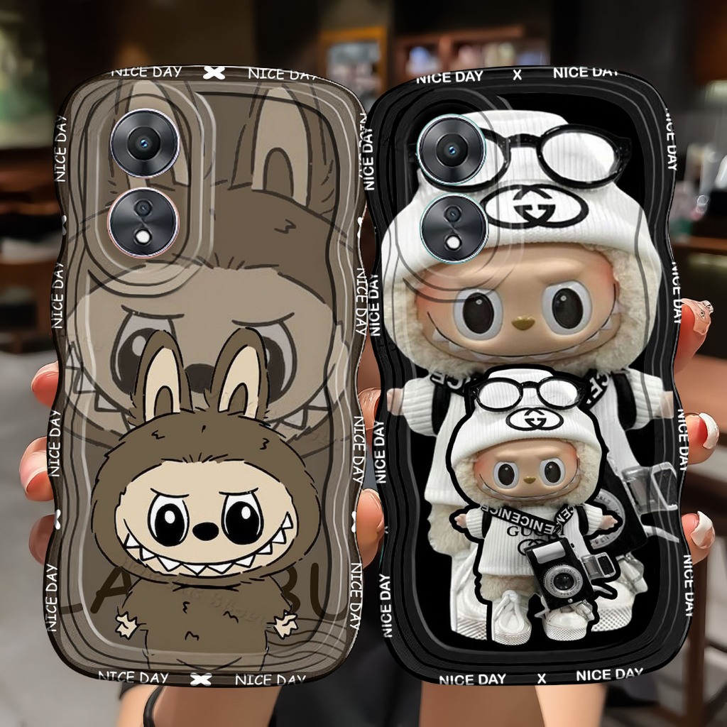 Case labubu untuk type OPPO A18 A38 A17 A17K A584G A585G A784G A785G Softcase gelombang (JJG-111)