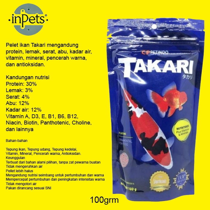 pakan ikan takari, takari 100 gram, pakan ikan koi takari, pakan takari, pelet ikan takari murah