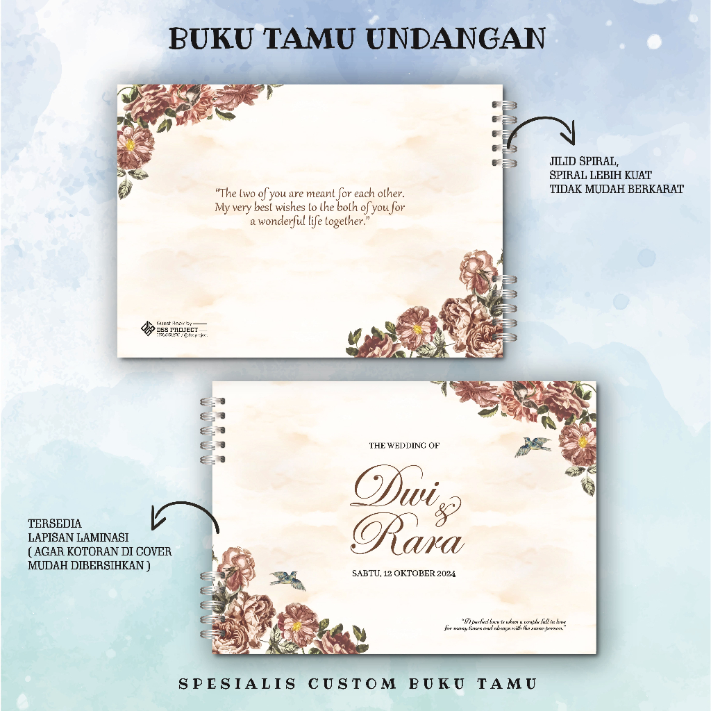 

buku tamu pernikahan / buku tamu spiral / buku tamu pernikahan custom/ buku tamu pernikahan murah 13
