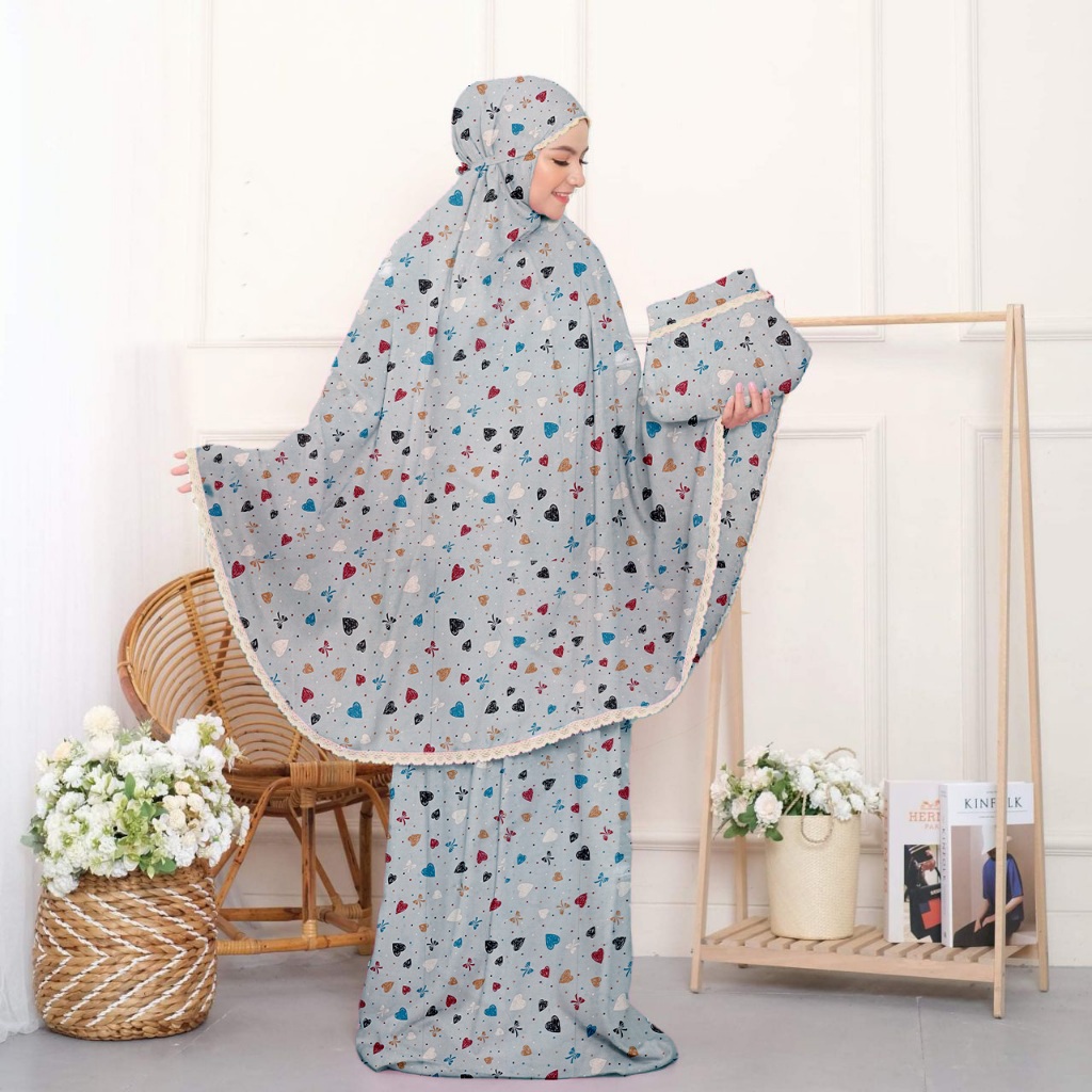 New Product Mukena Dewasa Adem Motif Karakter Awan Cantik Lucu Bahan Rayon Dingin Model Elegan