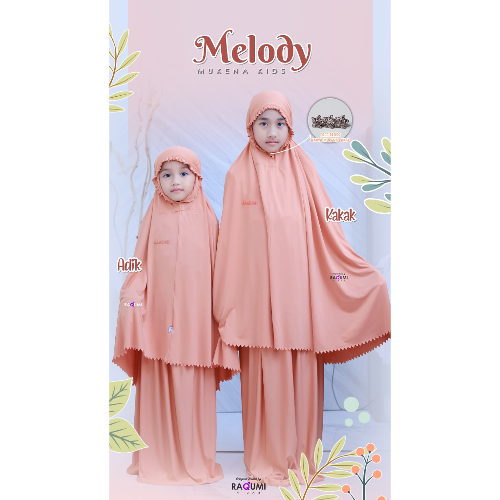 MELODY MUKENA KAKAK, MUKENA ANAK UNTUK USIA 3 - 6 TAHUN, MUKENA BAHAN JERSEY ADEM LEMBUT, ORIGINAL R