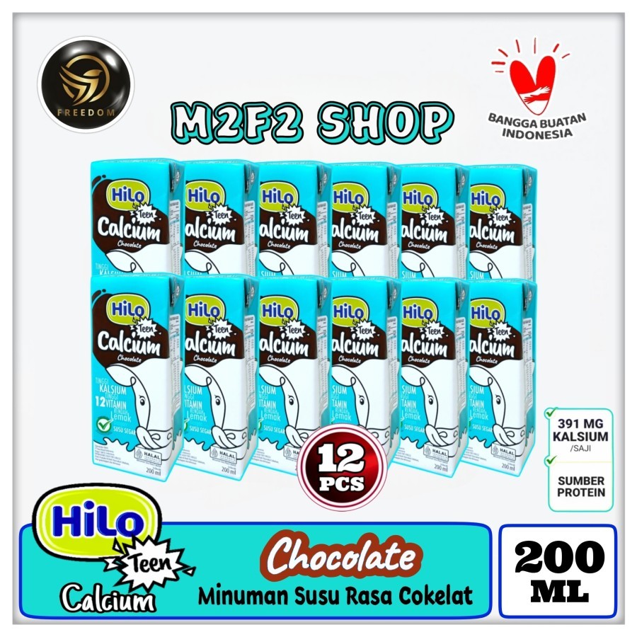 

HiLo Teen Calcium Chocolate Milk | Susu Kalsium Rasa Cokelat Kotak UHT - 200 ml (Kemasan 12 Pcs)