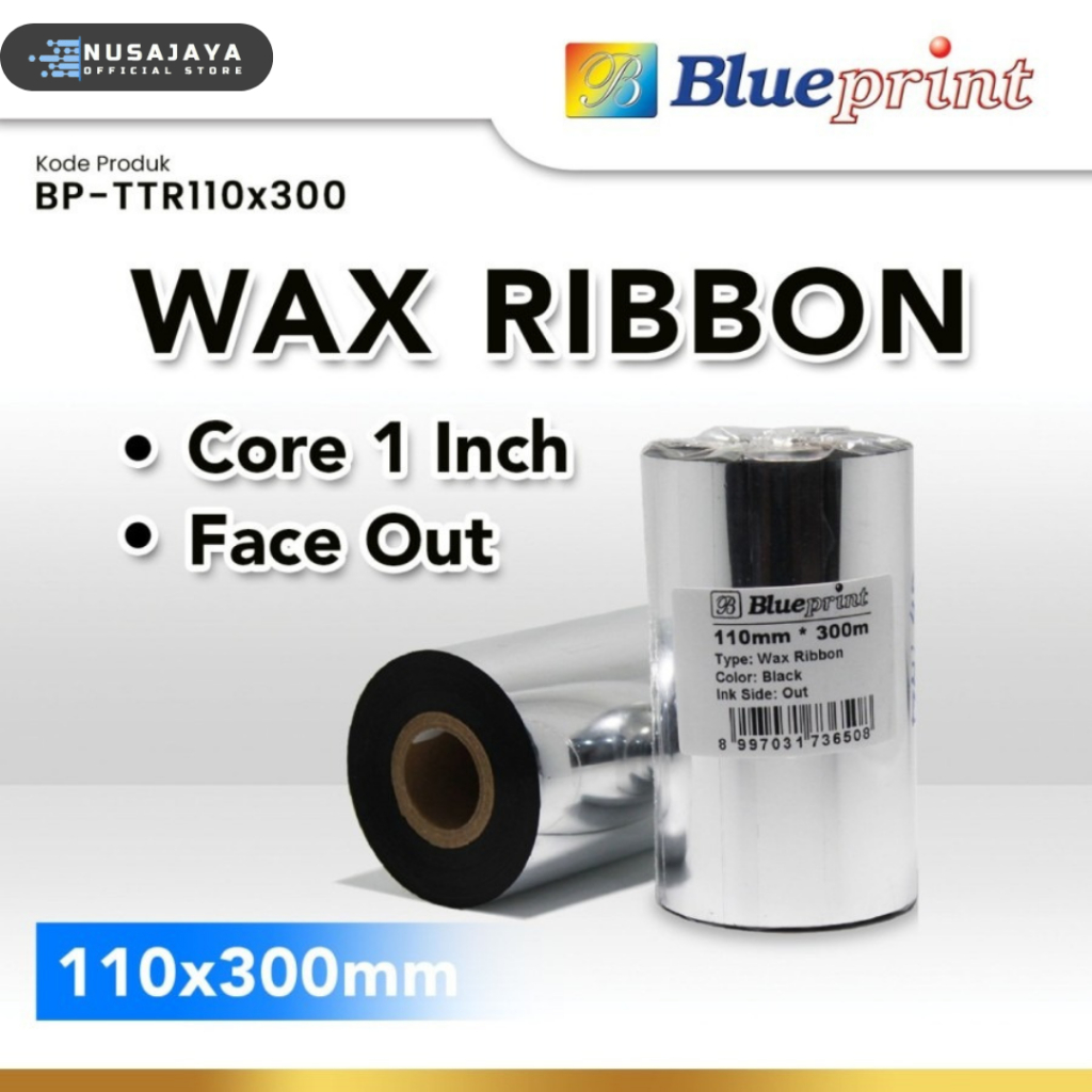 

Ribbon Wax Barcode Label BLUEPRINT Thermal Transfer Ribbon