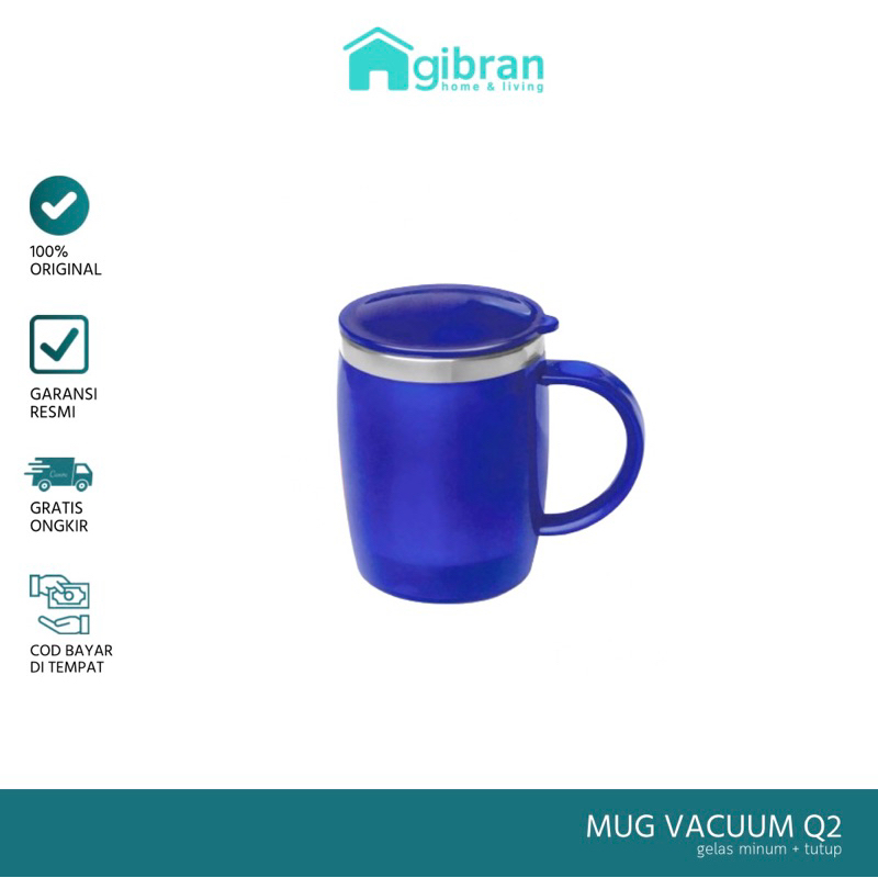 Gelas Mug Vacuum Multifungsi Q2-8255 Hot/Cold Stainless Steel dan Plastik 220 ml Original Awet