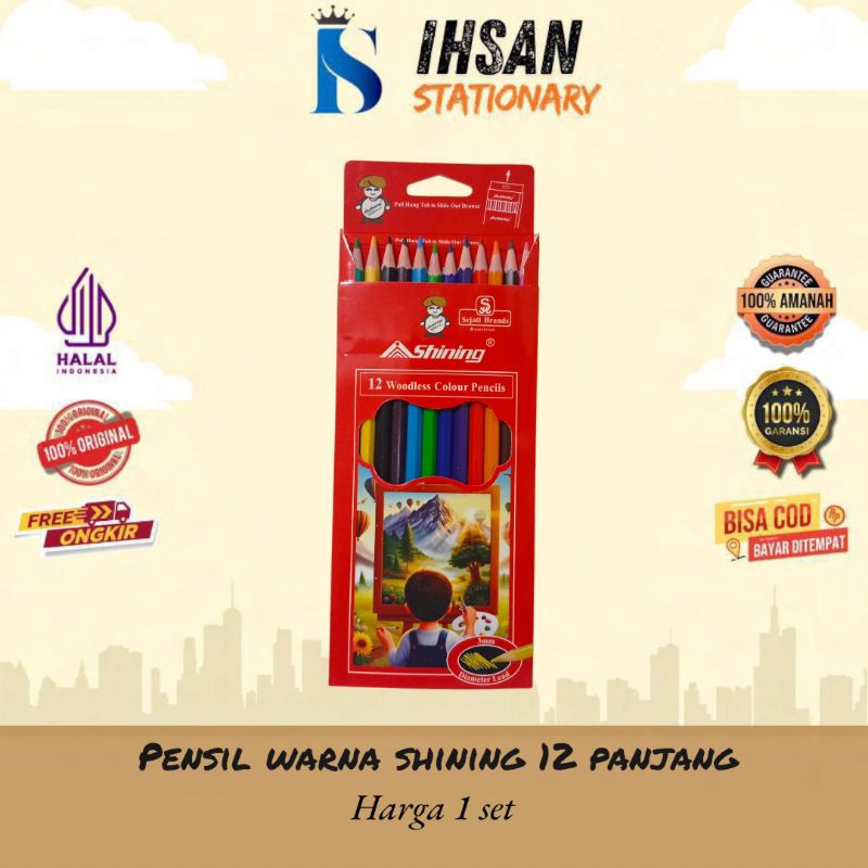 

(HARGA PROMO) Pensil Warna Shining 12 Panjang