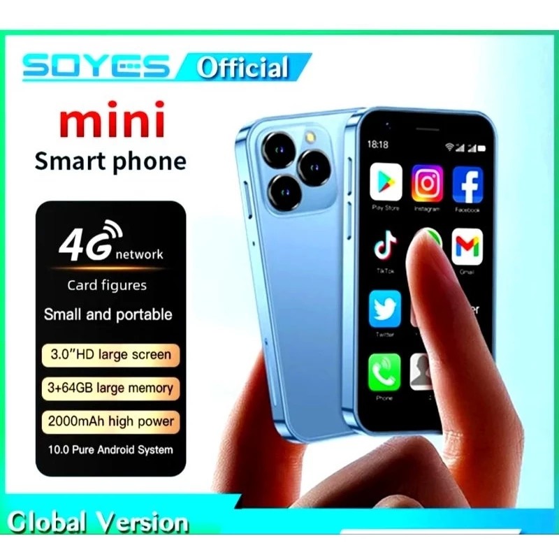 Soyes Mini Phone hp Mini android RAM 8GB/512GB jaringan 4G