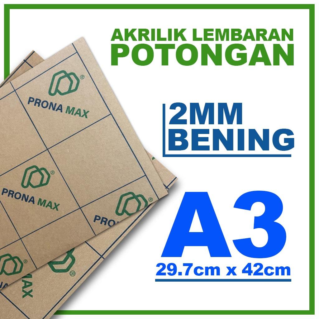 

Pronamax Akrilik Lembaran 2mm A3 Bening Acrylic Custom Potongan 29.7 x 42 cm
