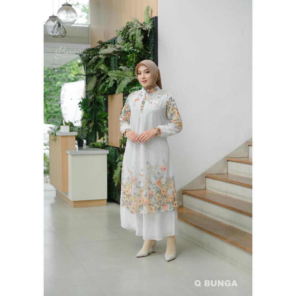 DRESS MALAY AMIRAH QUEEN BY BERMERKS SYARI CERUTY ARMNAY MOTIF ETNIK BUNGA CANTIK