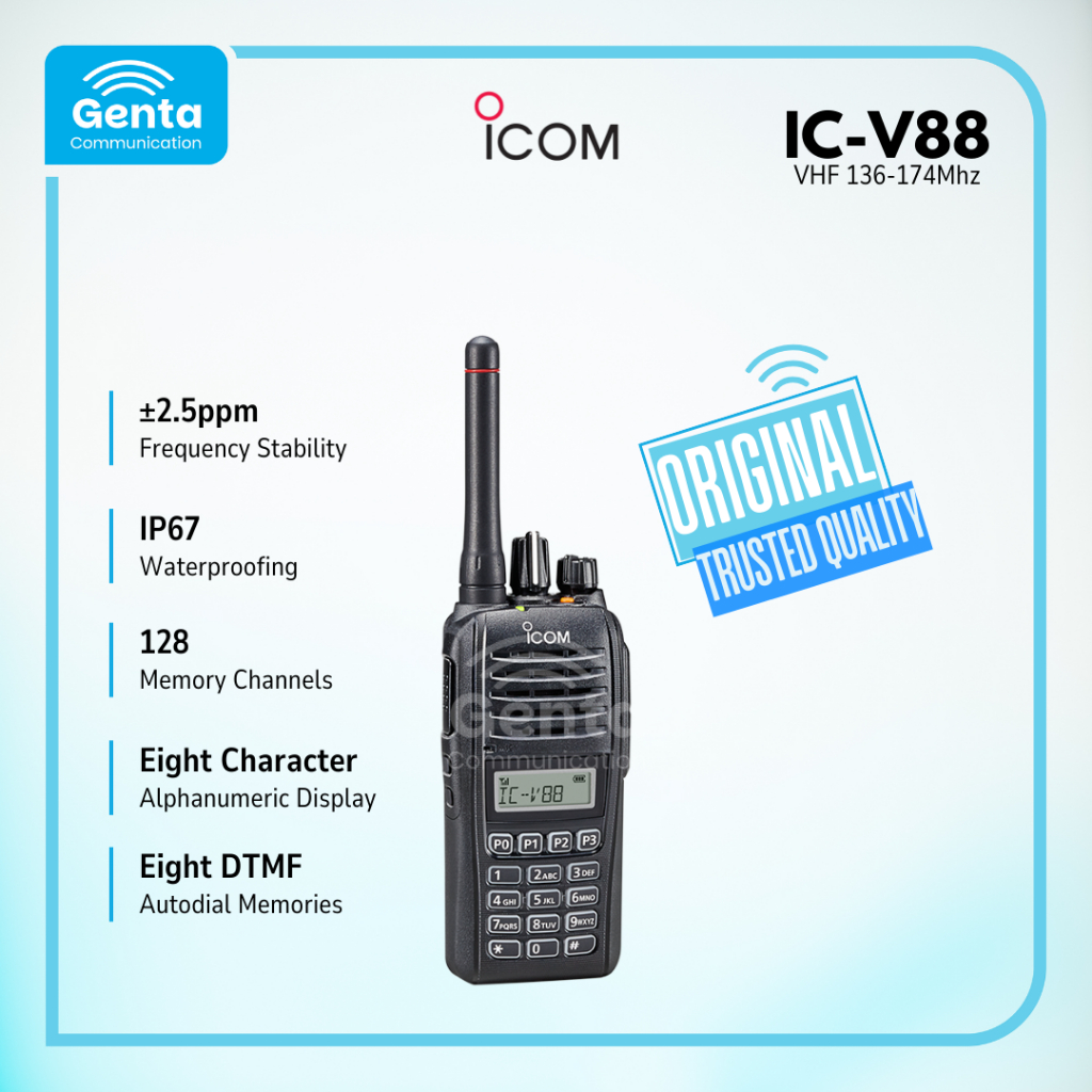 HT ICOM IC-V88 / IC V88 / ICOM V88 VHF & UHF DUALBAND GARANSI BARU ORIGINAL TERMURAH