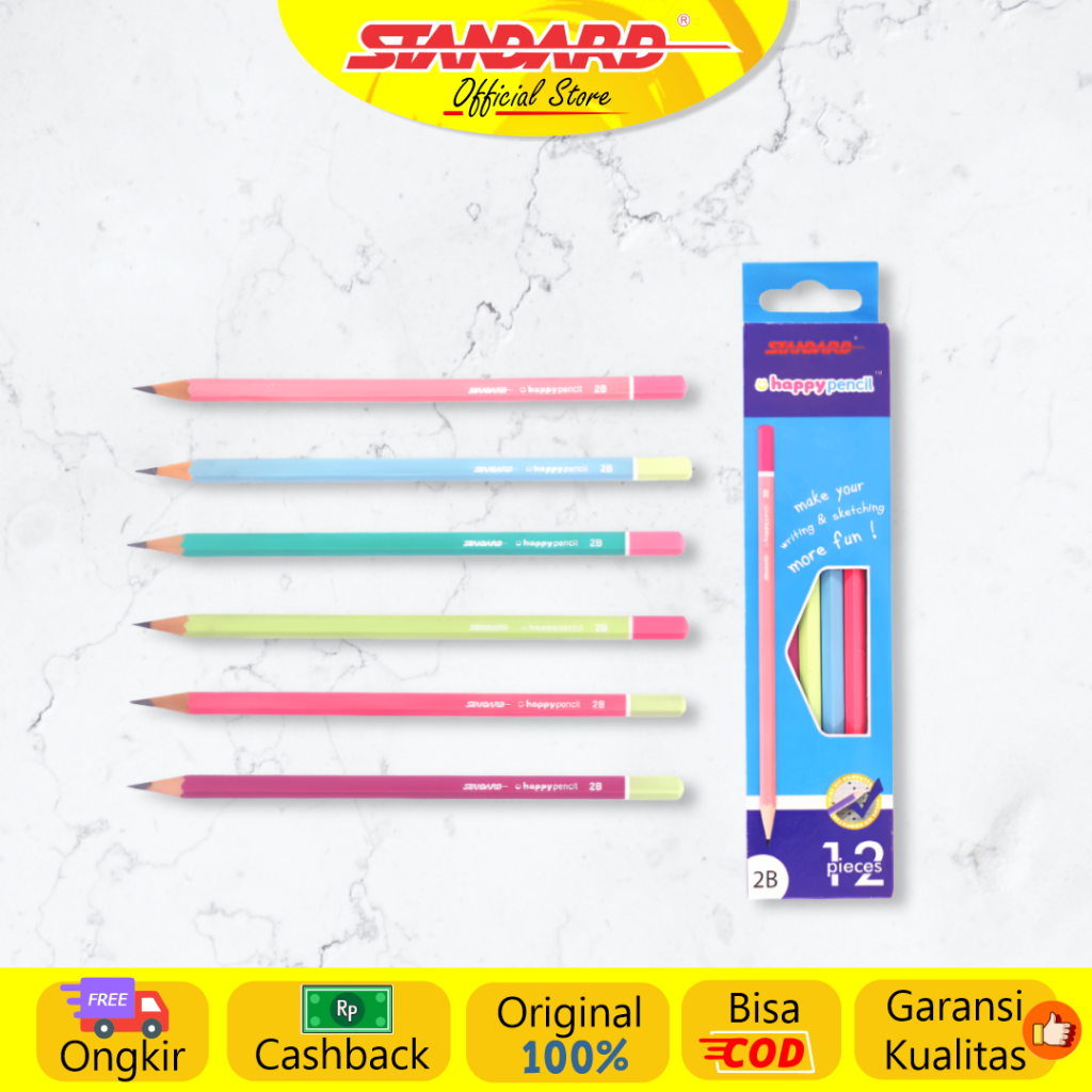 

Standard Happy Pencil 2B Isi 12 pcs ( Pensil Kayu )