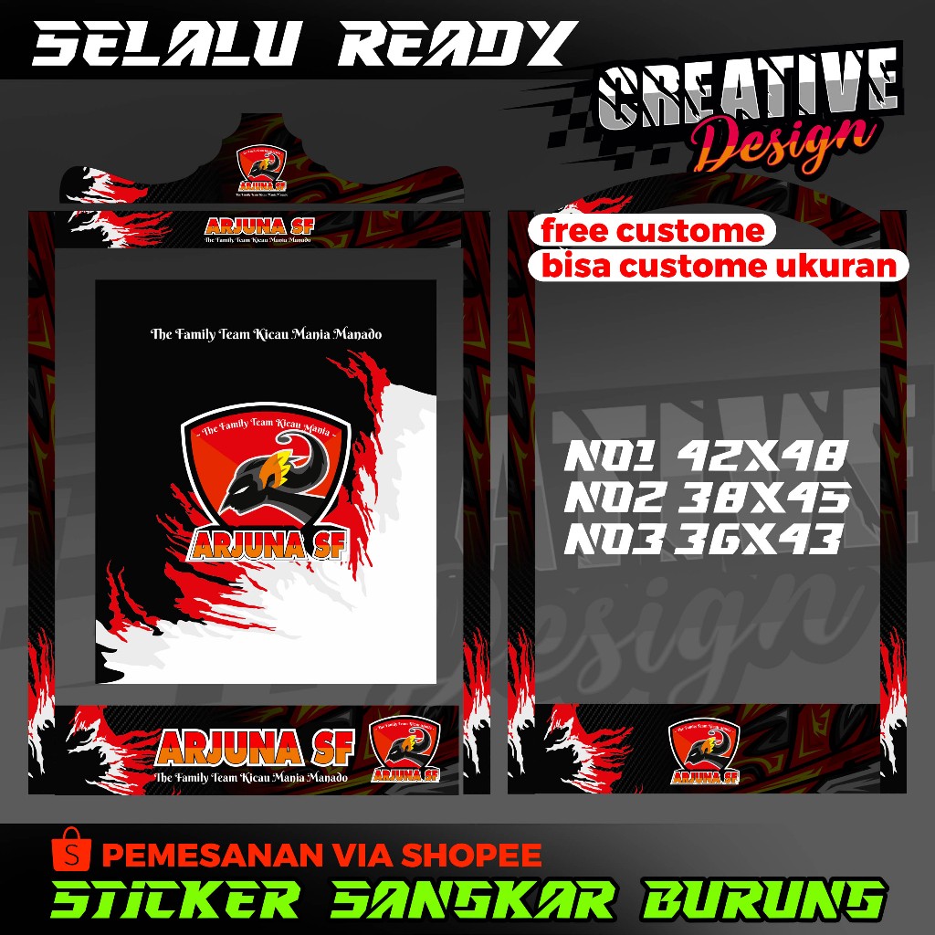 STICKER SANGKAR BURUNG/STICKER SANGKAR KOTAK CUSTOM ARJUNA